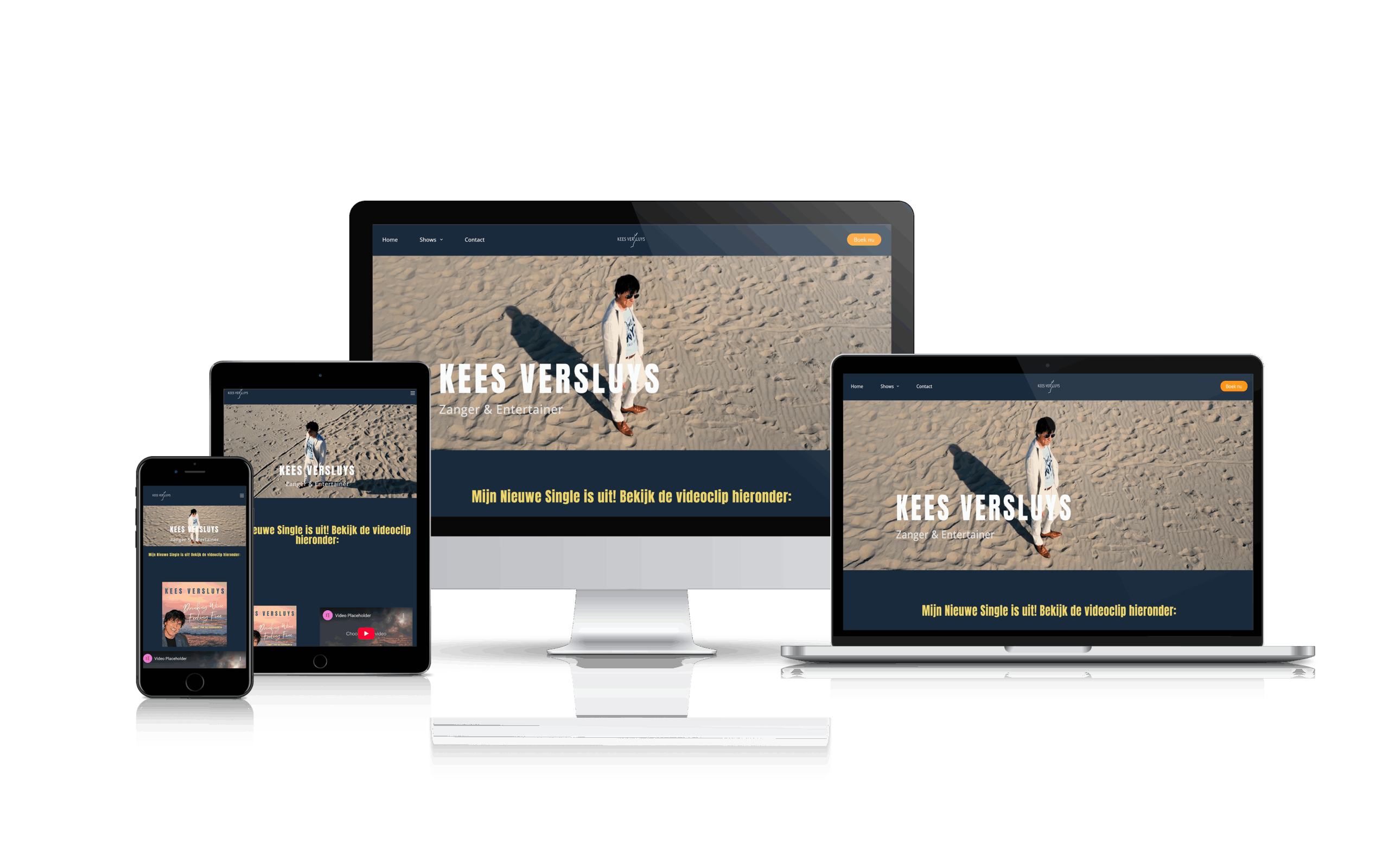 Mockup van Kees-versluys.nl webdesign op desktop, laptop, tablet en smartphone responsive website ontwerp gemaakt door Digidan